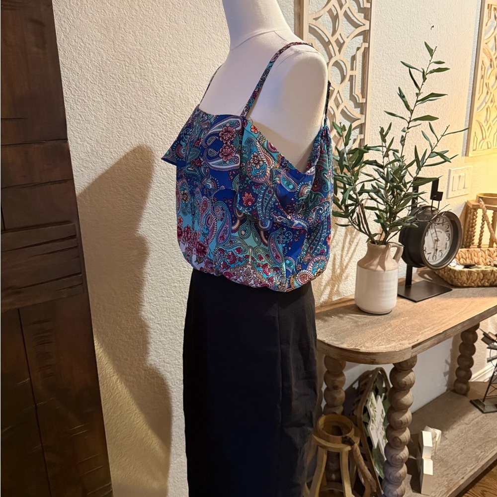 Nicole Teal Paisley and Black dress - Picture 2 of 4